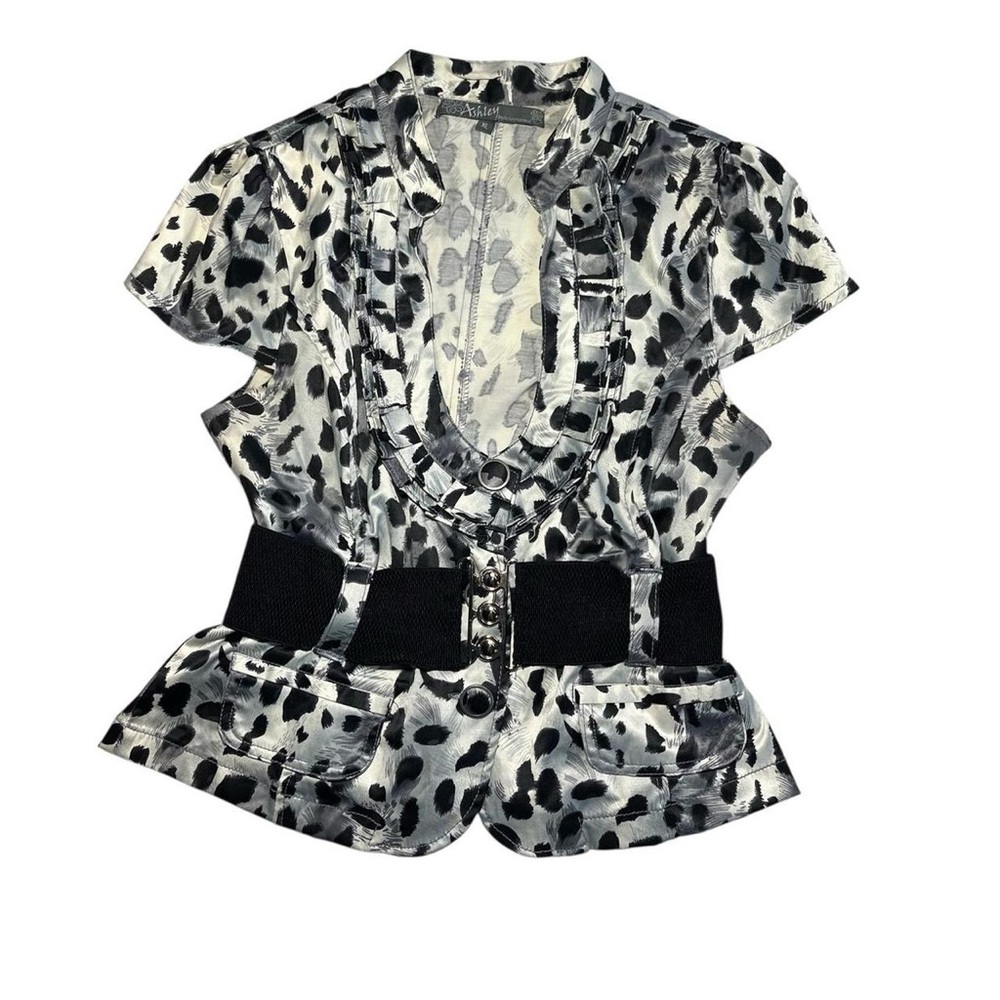 2000s grey cheetah print top ౨ৎ˚♡